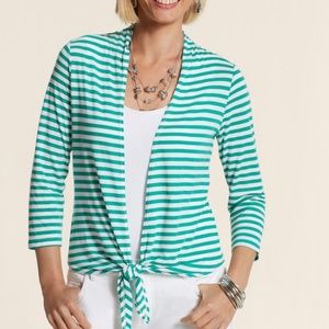 Chico's Stripe Reese Tie Cardigan